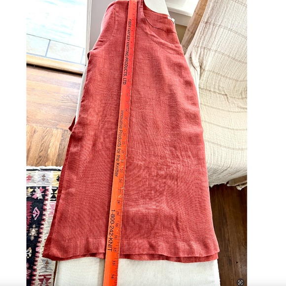 MAIWA Artisan Hand Dyed Linen Long Sleeve Tunic Top in Terracotta - L - Picture 9 of 11
